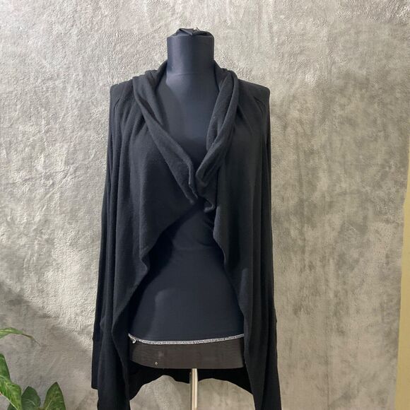 Athleta Studio Wrap Waterfall Open Front Cardigan women’s XXS black magnetic - Picture 3 of 12